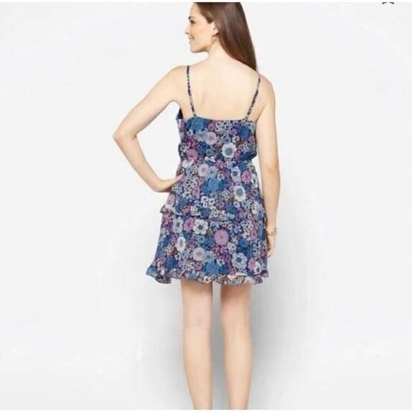 The General Good Women's Sz M Blue Floral Sofia Tiered Spaghetti Strap Dress - Picture 14 of 14